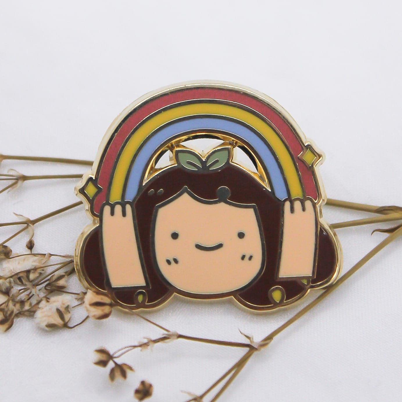 rainbow sprout girl enamel pin