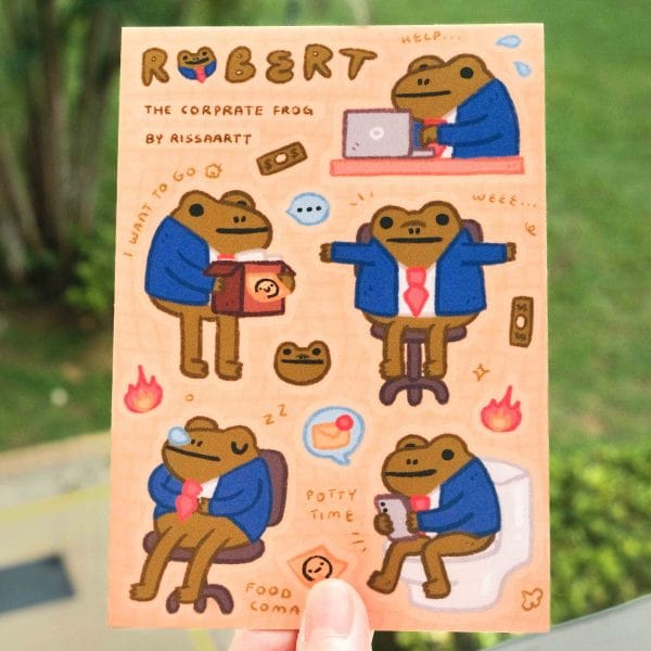 DSCF1100-5 Robert the corporate frog sticker sheet