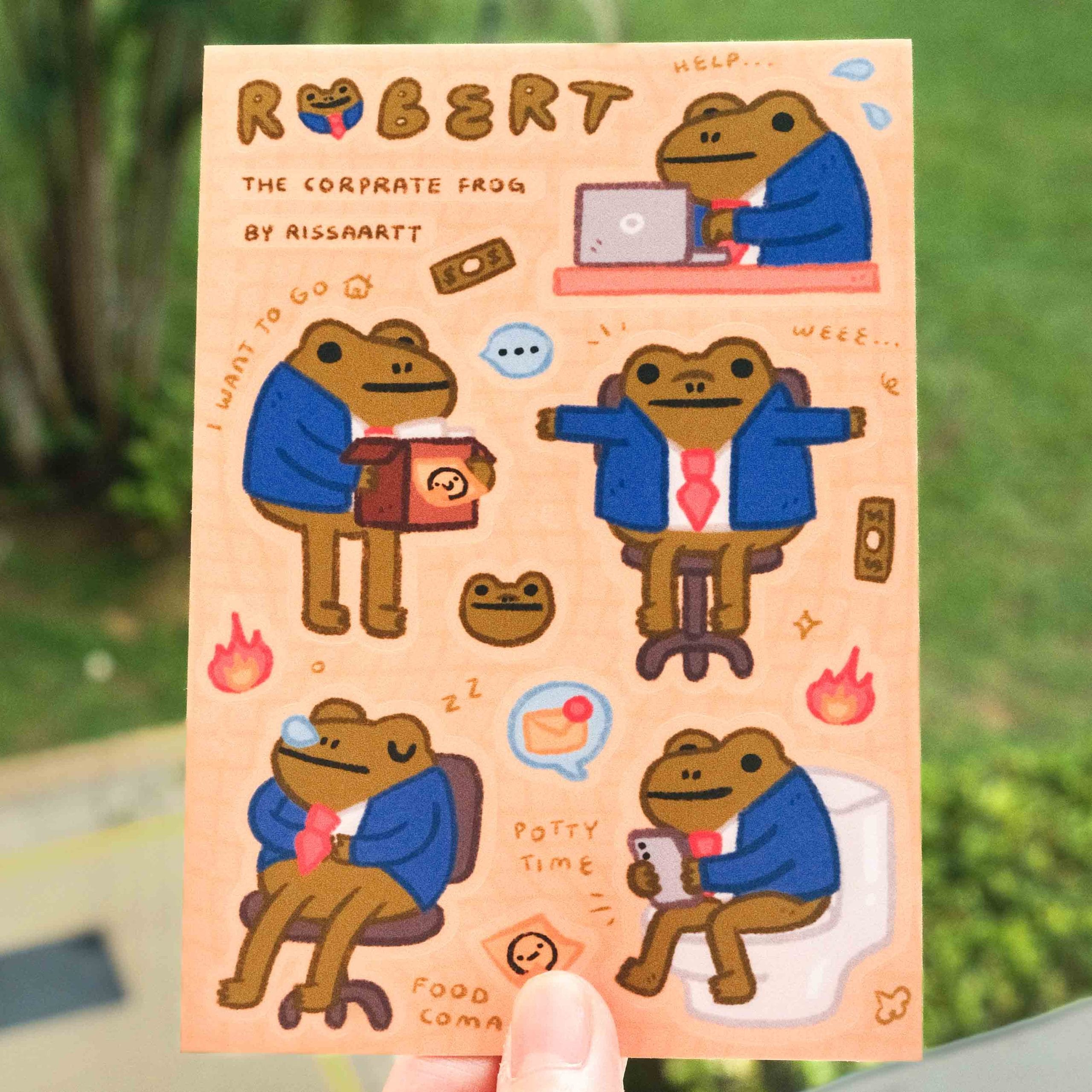 Robert the corporate frog sticker sheet