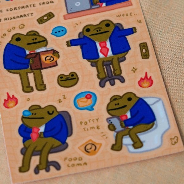 DSCF1188 Robert the corporate frog sticker sheet