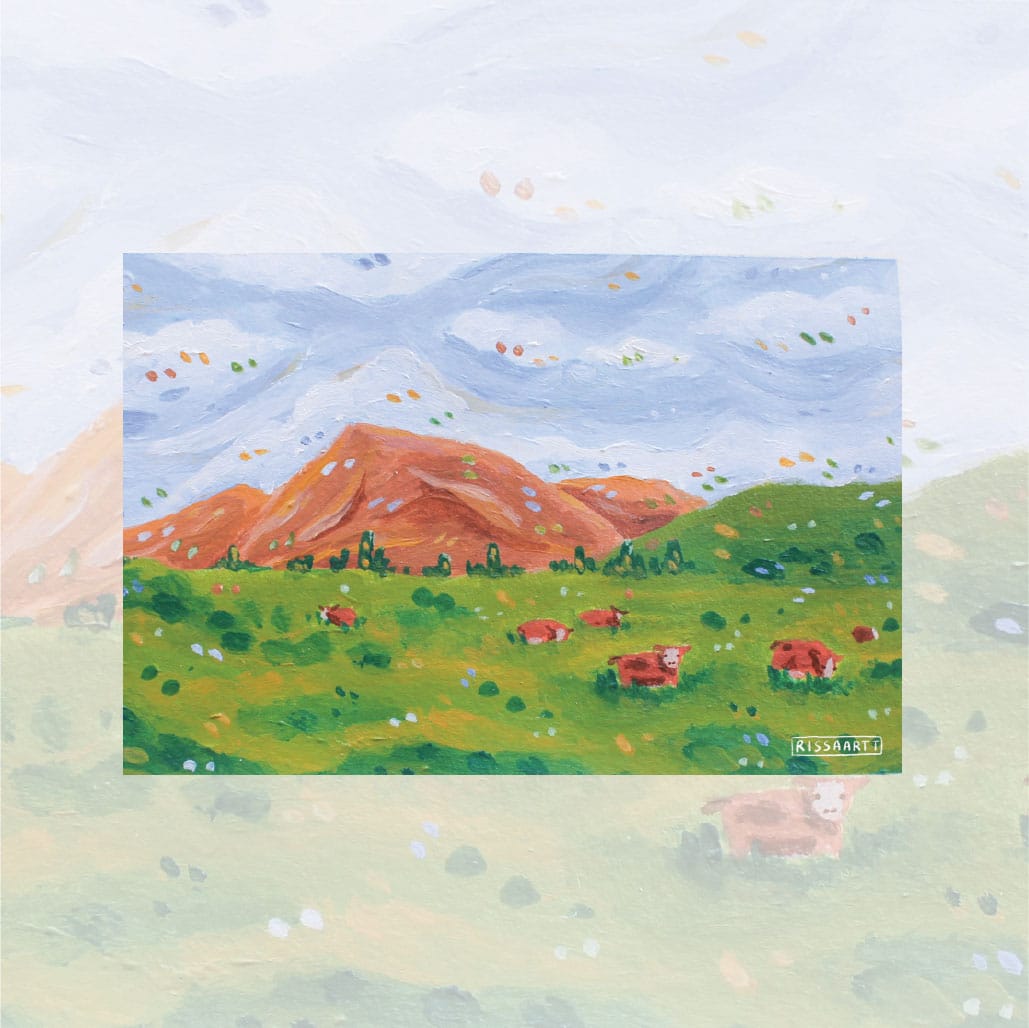 Lazing and grazing postcard