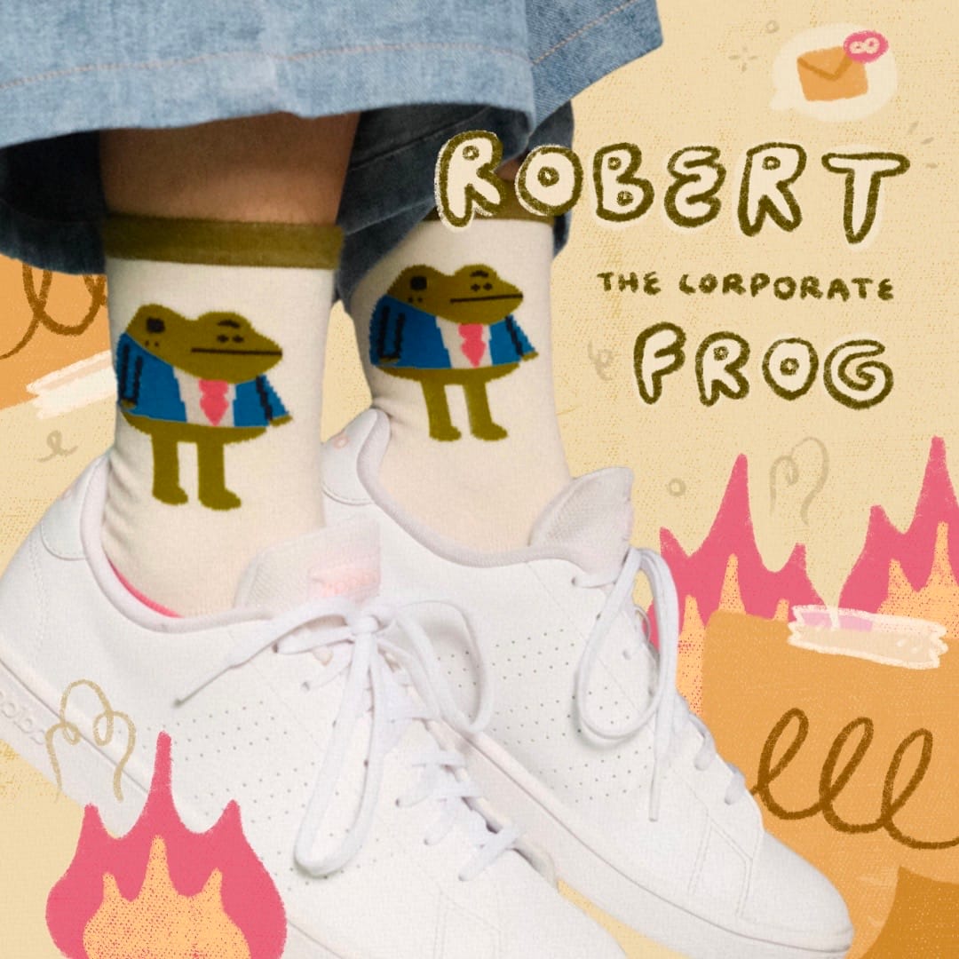 Robert the corporate frog socks