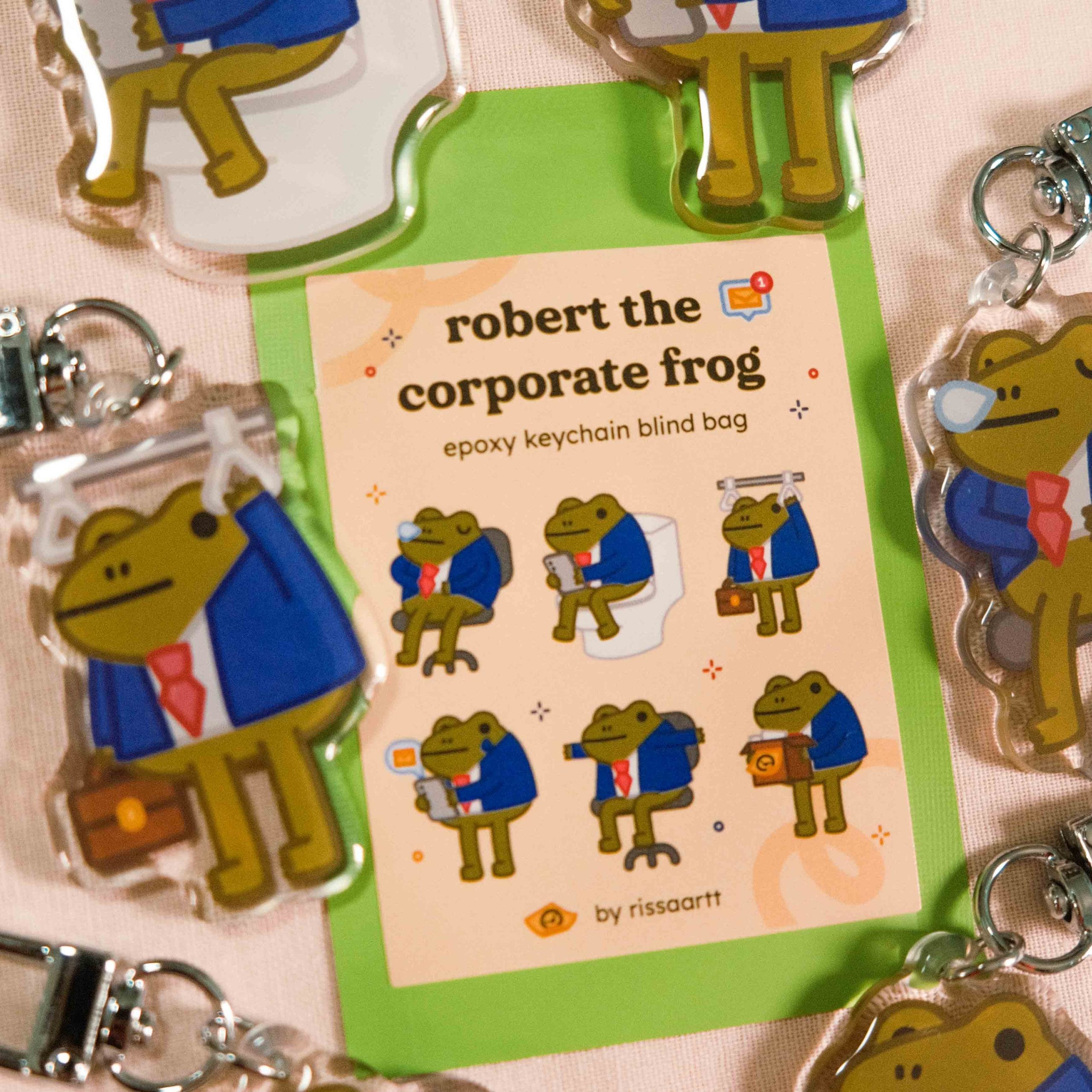 Robert the corporate frog keychain mystery bag