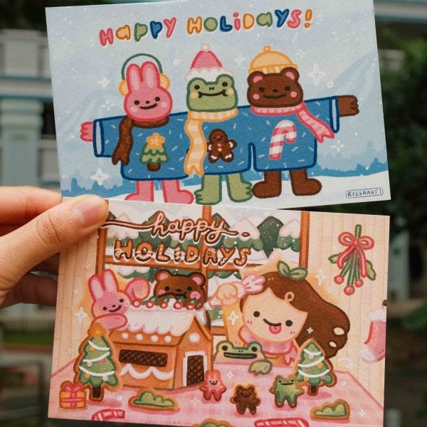 Happy holidays baking postcard