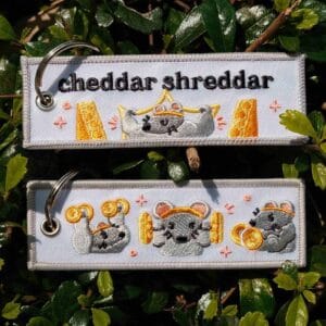DSCF4315-2 Cheddar shreddar embroidered keychain