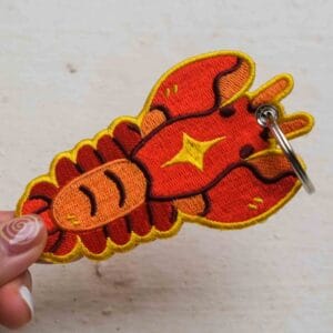 DSCF9122 Lobster embroidered keychain