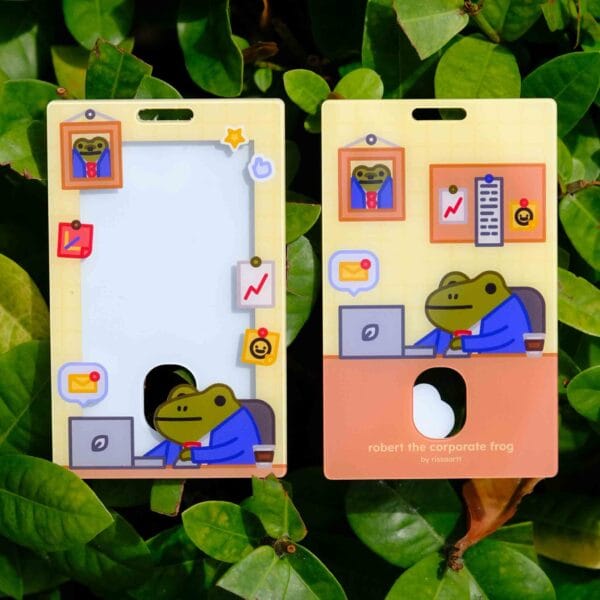 Robert the corporate frog acrylic card holder