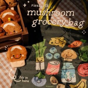 mushroom-grocerybag Mushroom reusable grocery bag